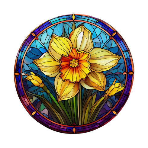 Daffodil Circular Glass Suncatcher Worktop Saver